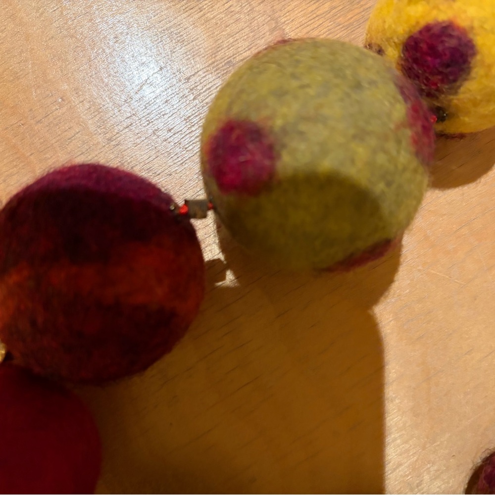 Vibrant Multicolor Felt Bead Statement Necklace - image 3